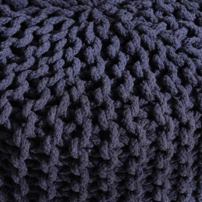 Vivian Cable Knit Foot Stool 40X40 Cm -Blue