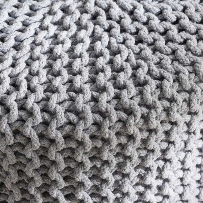 Vivian Cable Knit Foot Stool 40X40 Cm -Grey
