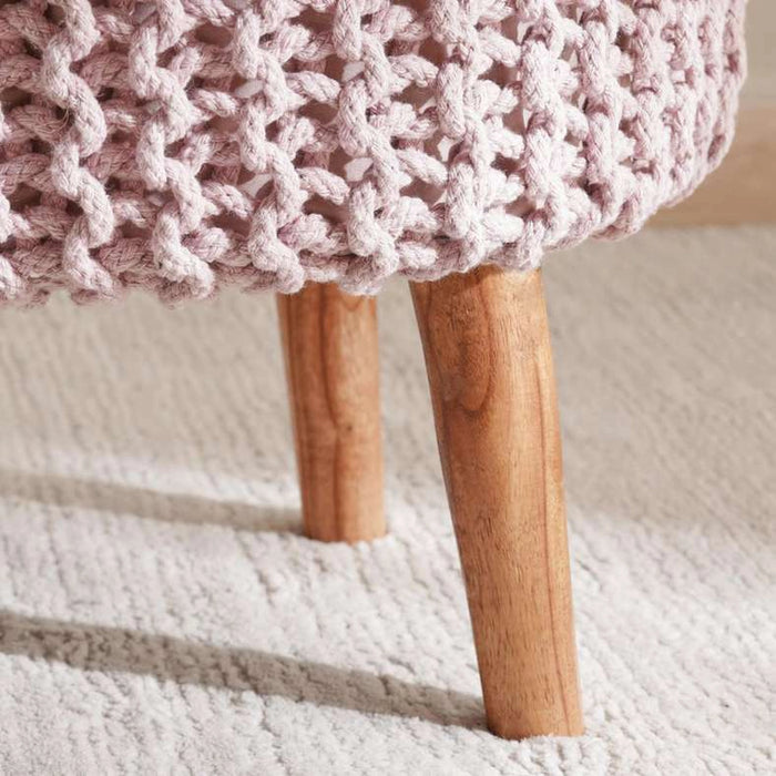 Vivian Cable Knit Foot Stool 40X40 Cm -Pink