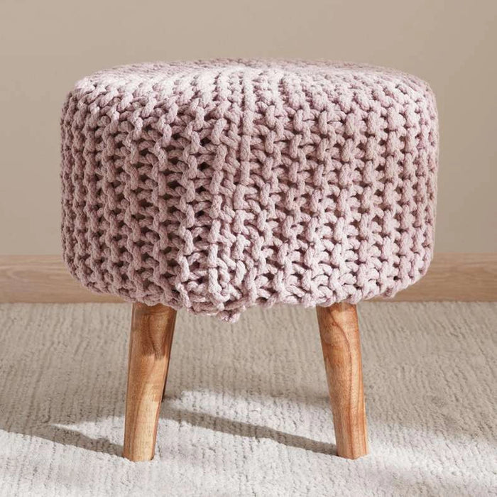 Vivian Cable Knit Foot Stool 40X40 Cm -Pink