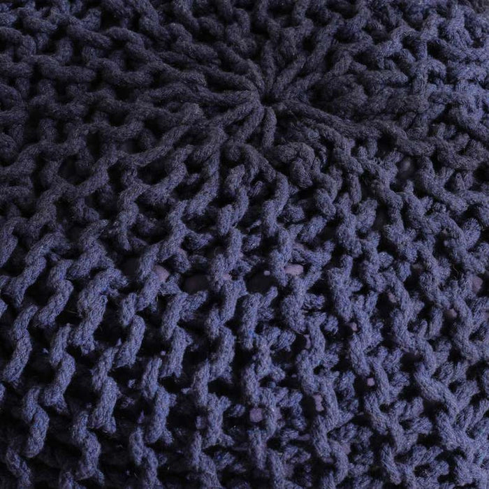 Vivian Cable Knit Round Pouf 50X50X40 Cm- Blue