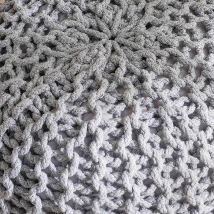 Vivian Cable Knit Round Pouf 50X50X40 Cm- Grey