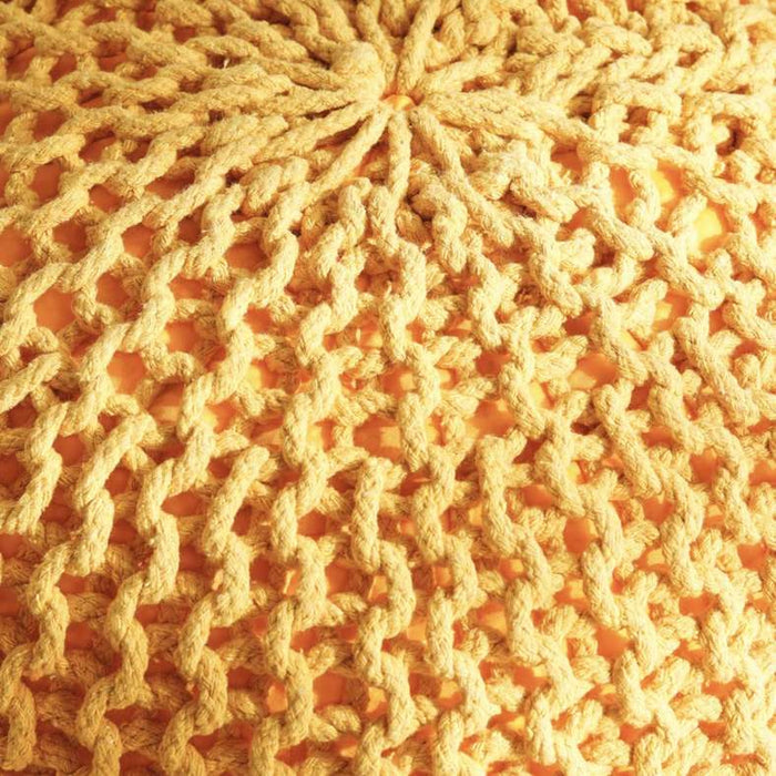 Vivian Cable Knit Round Pouf 50X50X40 Cm- Ochre