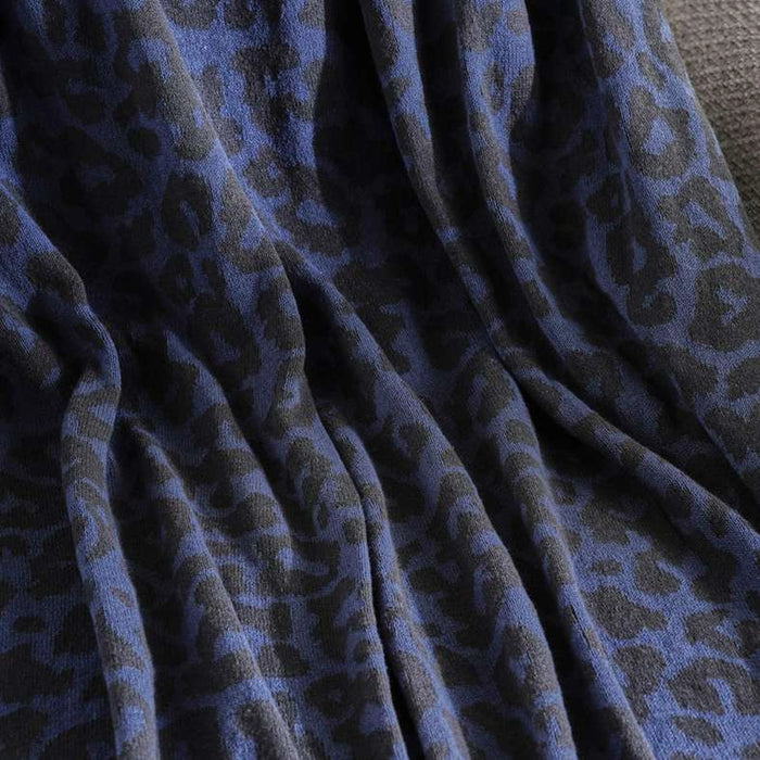 Vivian Knitted Throw With Fringes-130X170- Blue