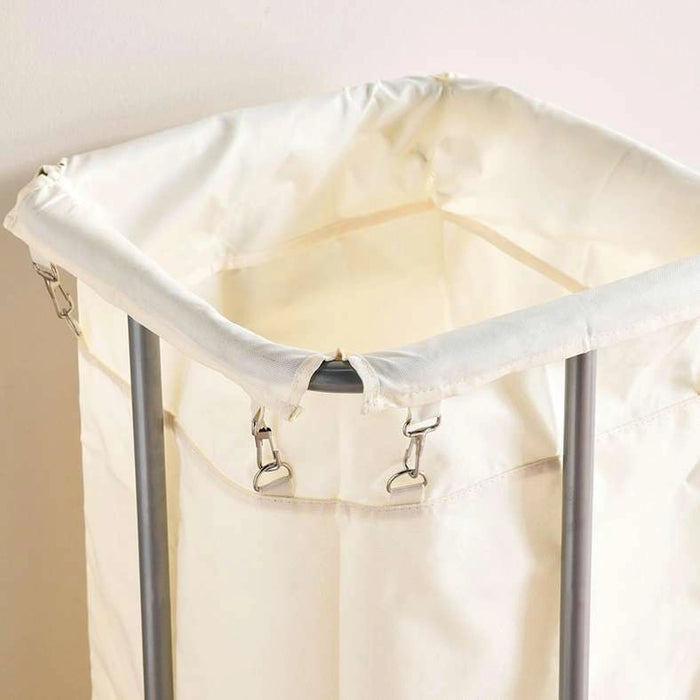 Vivian Laundry Hamper With Metal Frame And Wheels 40X40X76 Cm- Cream