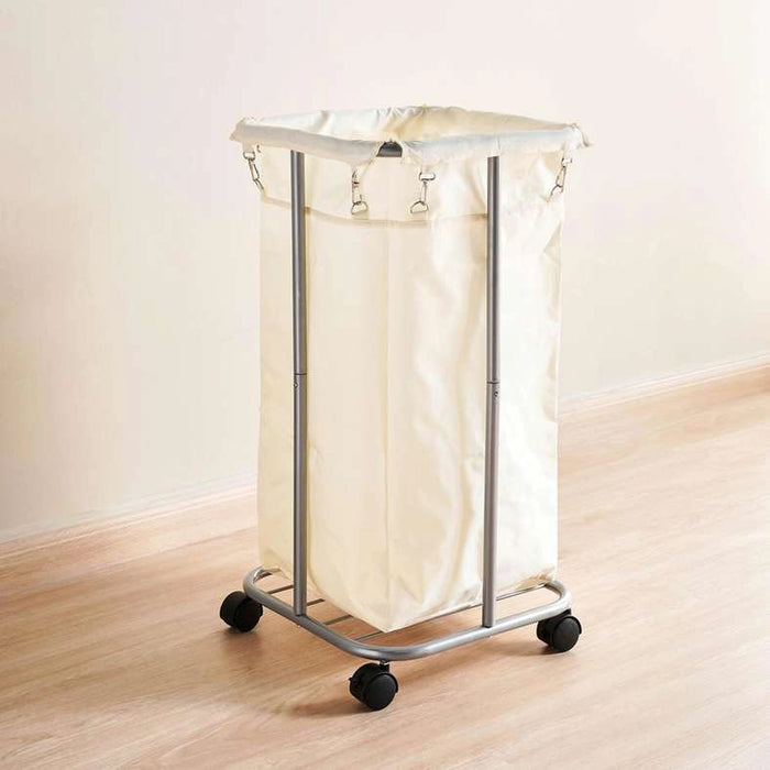 Vivian Laundry Hamper With Metal Frame And Wheels 40X40X76 Cm- Cream