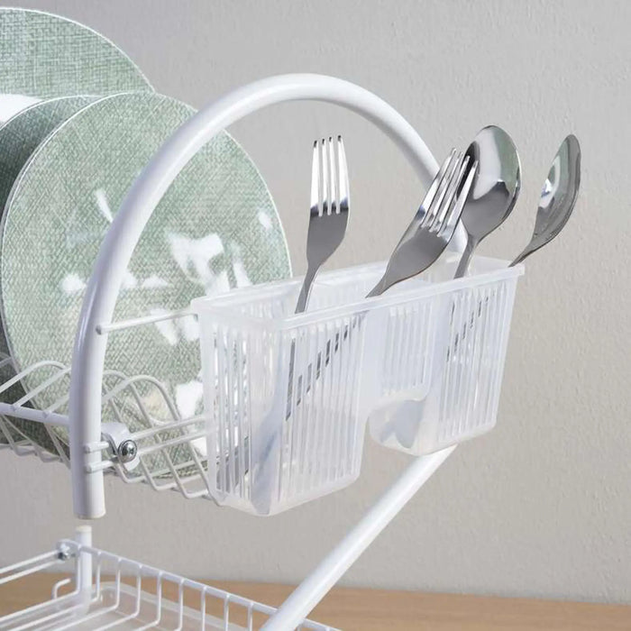 Vizer 2-Tier Dish Rack With Cutlery Holder 44X30X46Cm - White