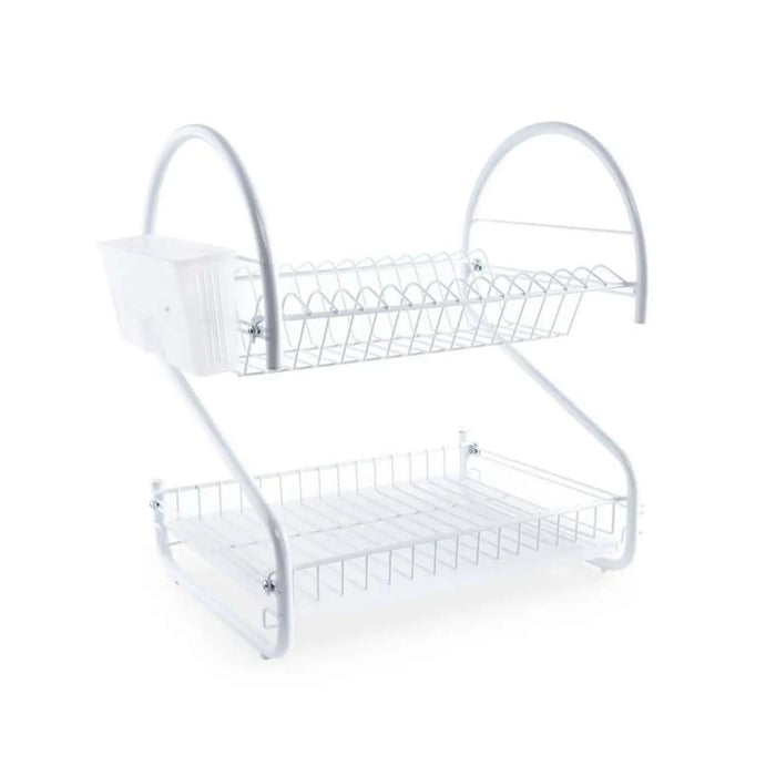 Vizer 2-Tier Dish Rack With Cutlery Holder 44X30X46Cm - White