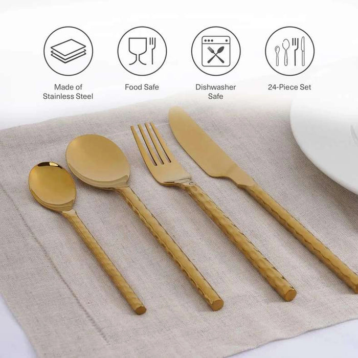 Voletta 24-Piece Cutlery Set - Gold