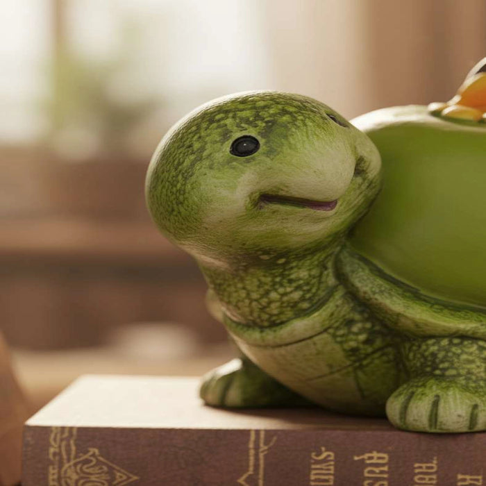 Waddles Polyresin Turtle Sculpture 15.5X12X11.5Cm - Green