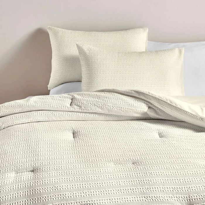 Waffle Stripe 3- Piece Full Comforter Set 160X240Cm - Linen