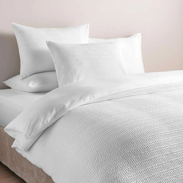 Waffle Stripe 3- Piece King Duvet Cover Set 230X220Cm - White