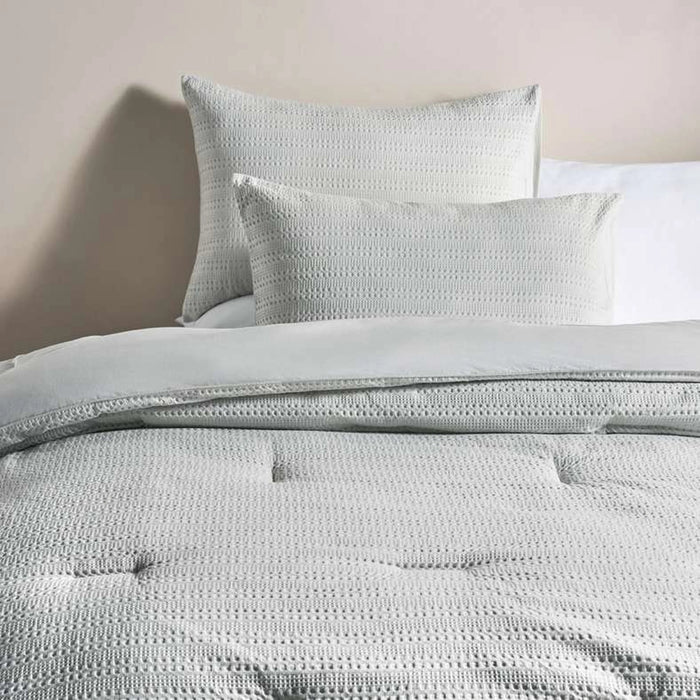 Waffle Stripe 3- Piece Queen Comforter Set 200X240Cm - Grey Mist