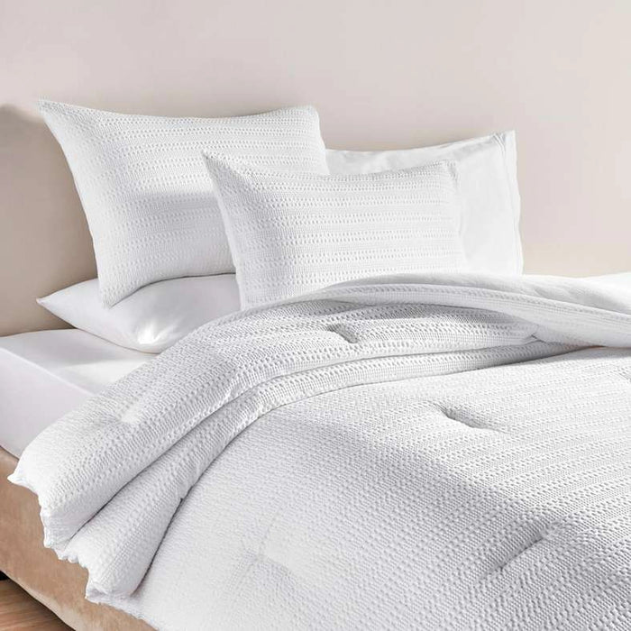 Waffle Stripe 3- Piece Queen Comforter Set 200X240Cm - White