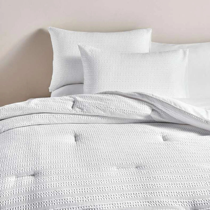 Waffle Stripe 3- Piece Queen Comforter Set 200X240Cm - White
