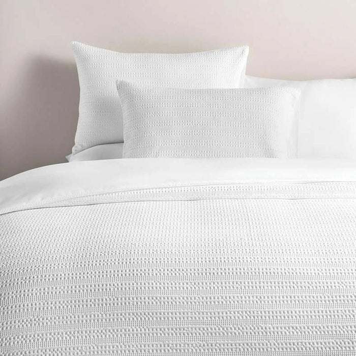 Waffle Stripe 3- Piece Queen Duvet Cover Set 200X200Cm - White