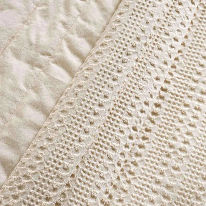 Waffle Stripe 3- Piece Quilted Bedspread Set 220X240Cm - Linen