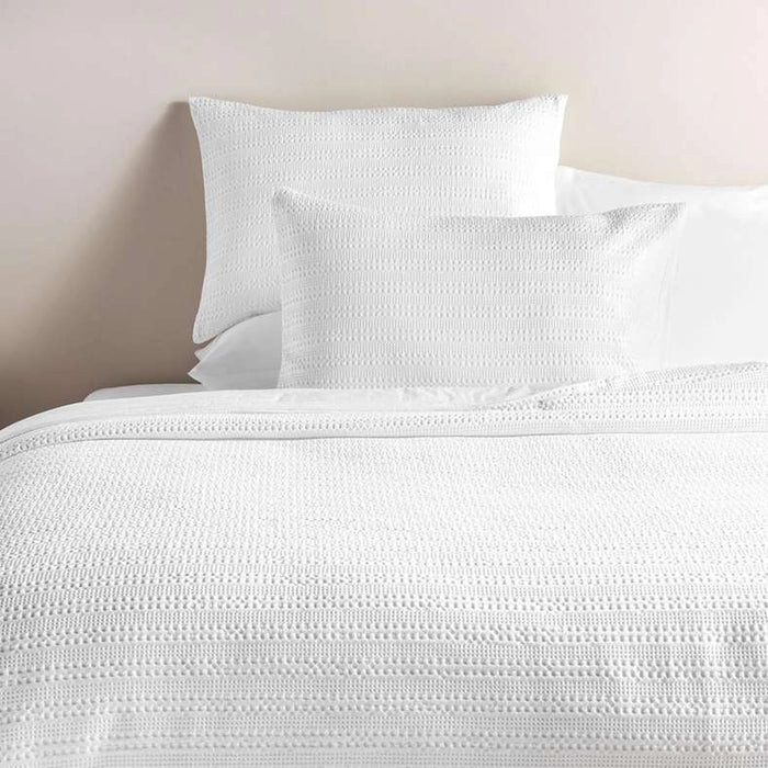 Waffle Stripe 3- Piece Quilted Bedspread Set 220X240Cm - White