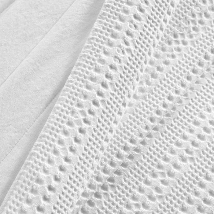 Waffle Stripe 3- Piece Quilted Bedspread Set 220X240Cm - White