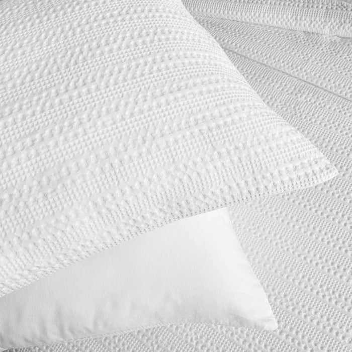 Waffle Stripe 3- Piece Quilted Bedspread Set 220X240Cm - White