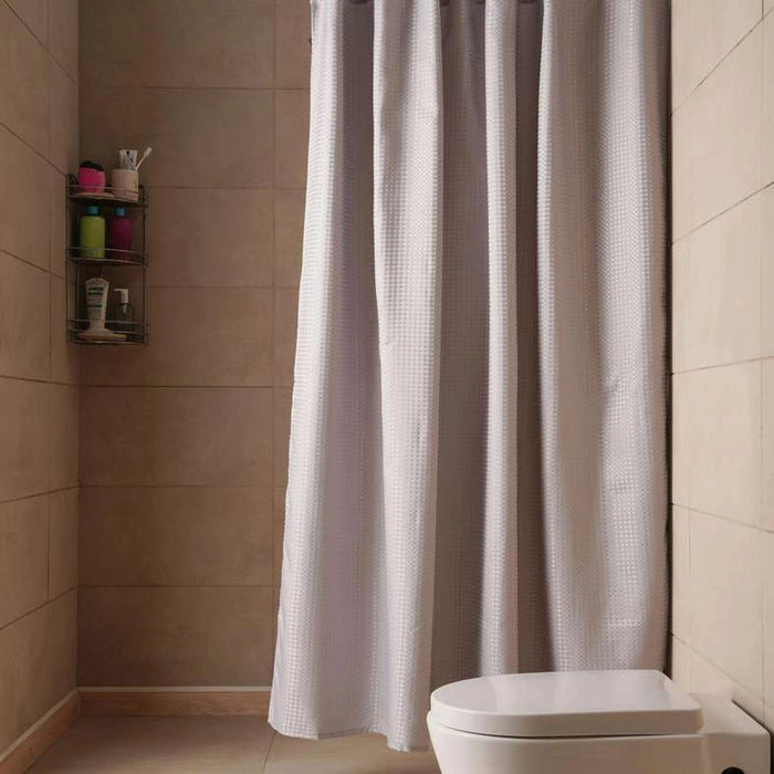 Waffle Textured Shower Curtain 180Cm X 180 Cm -Grey