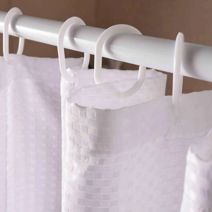 Waffle Textured Shower Curtain 240Cmx180 Cm -White