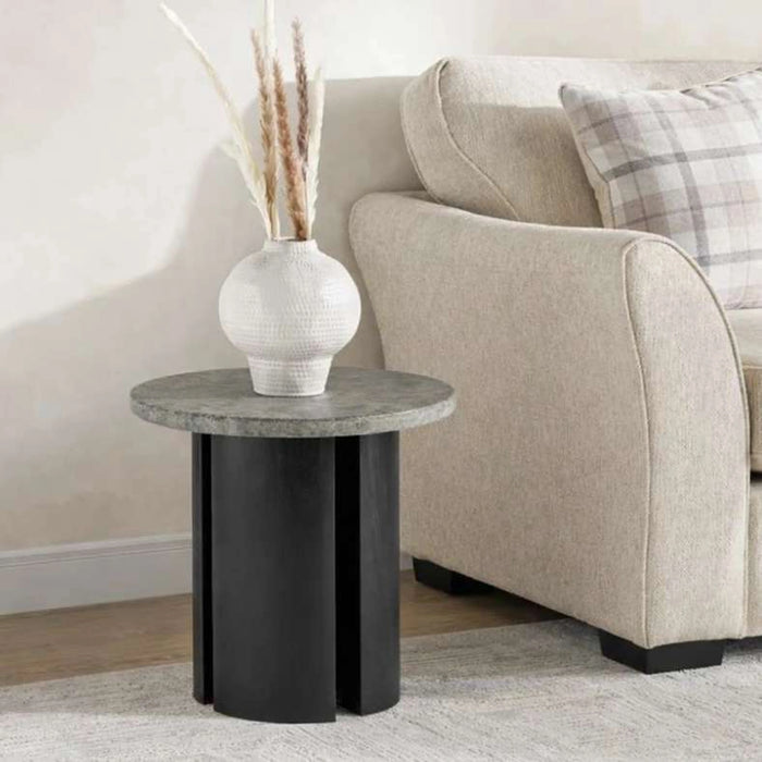 Waizig End Table Marble - Grey & Brown