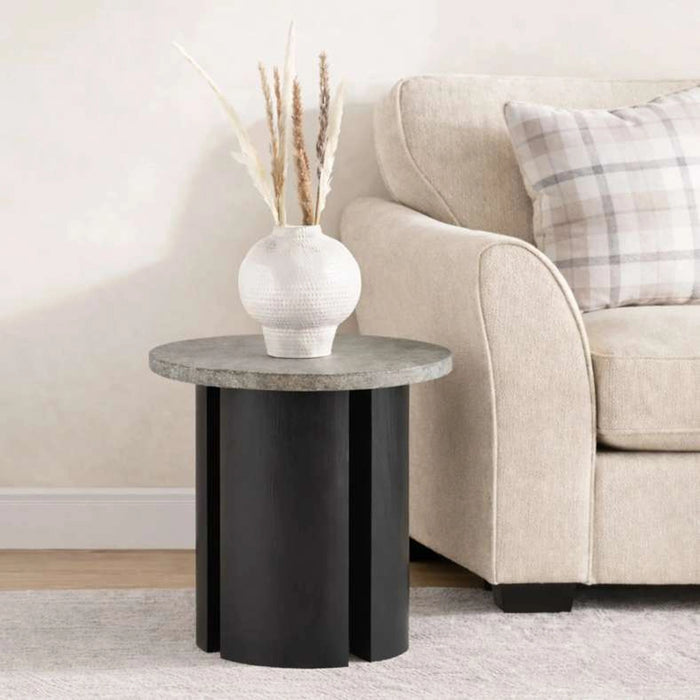 Waizig End Table Marble - Grey & Brown