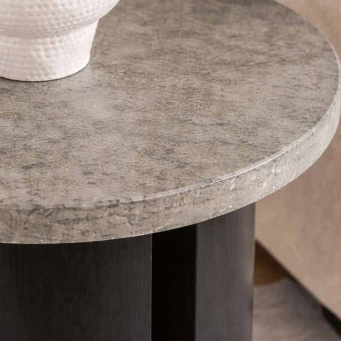 Waizig End Table Marble - Grey & Brown