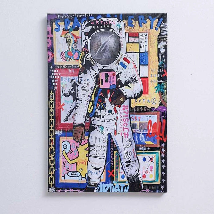 Walking Astronout Unframed Wall Art 40X60Cm-White