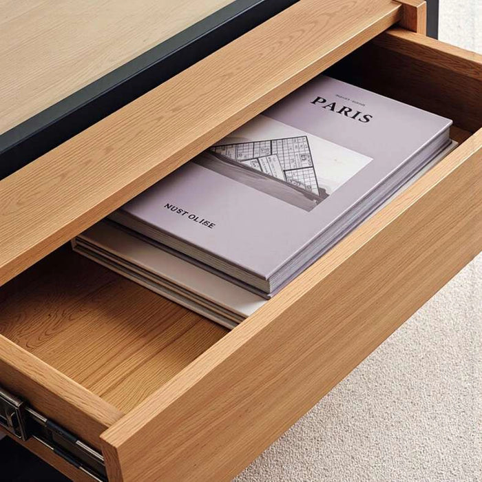 Walter Coffee Table Large With 4 Drawer Melamine - Black & Natural
