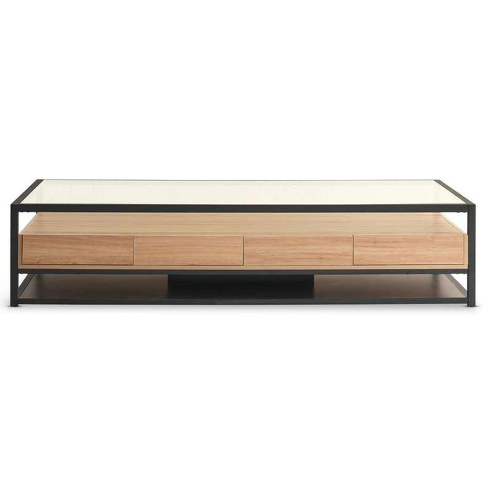 Walter Coffee Table Large With 4 Drawer Melamine - Black & Natural
