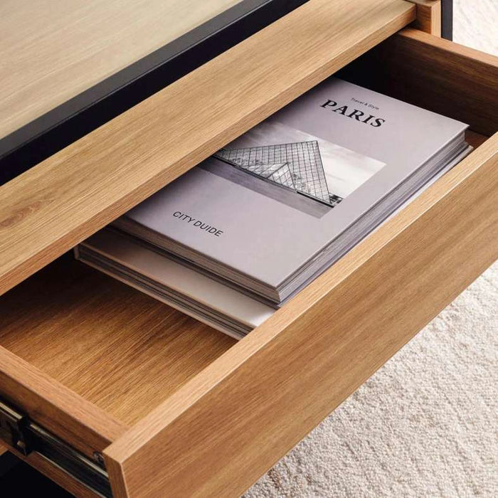 Walter Coffee Table With 2 Drawer Melamine - Black Natural