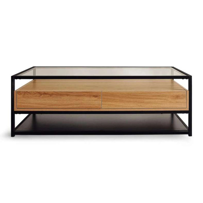 Walter Coffee Table With 2 Drawer Melamine - Black Natural