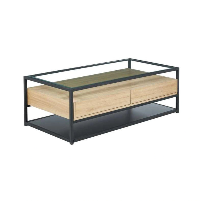 Walter Coffee Table With 2 Drawer Melamine - Black Natural