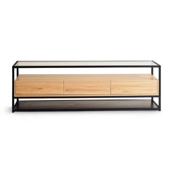 Walter Tv Unit Upto 60 Inches With 3 Drawer Melamine - Black Natural