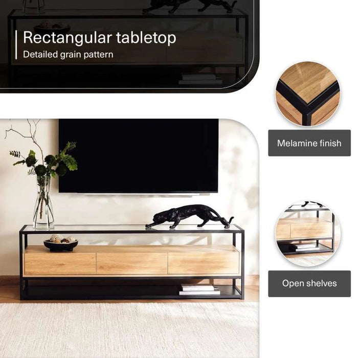 Walter Tv Unit Upto 60 Inches With 3 Drawer Melamine - Black Natural