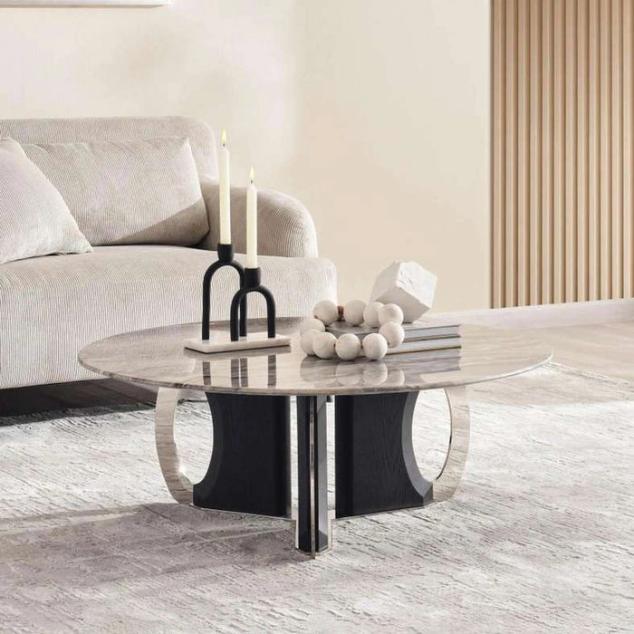 Walton Coffee Table Marble - Silver Black