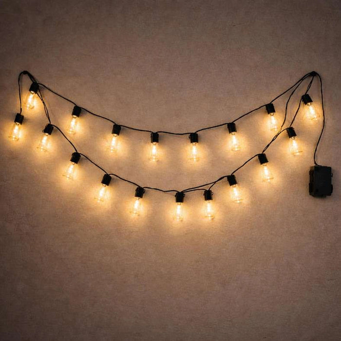 Warm Night Outdoor String Light With 24 St38 Led Ip44 Waterproof 3Xaa Battery With Light Mode Op