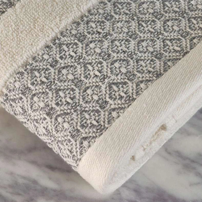 Warner Border 6 Piece Yarndyed Jacquard Towel Set- Grey