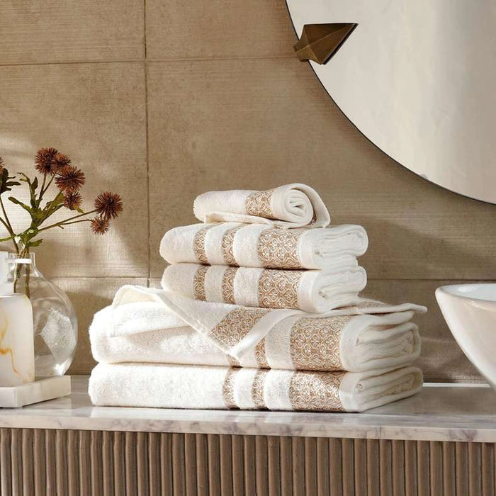 Warner Border 6 Piece Yarndyed Jacquard Towel Set- Ochre