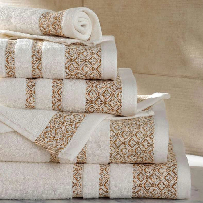 Warner Border 6 Piece Yarndyed Jacquard Towel Set- Ochre