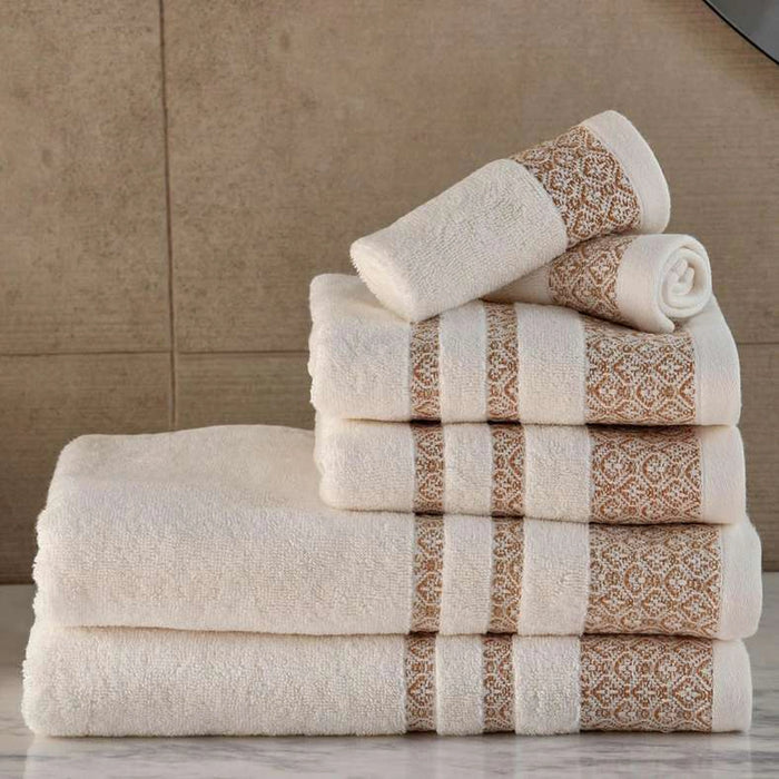 Warner Border 6 Piece Yarndyed Jacquard Towel Set- Ochre