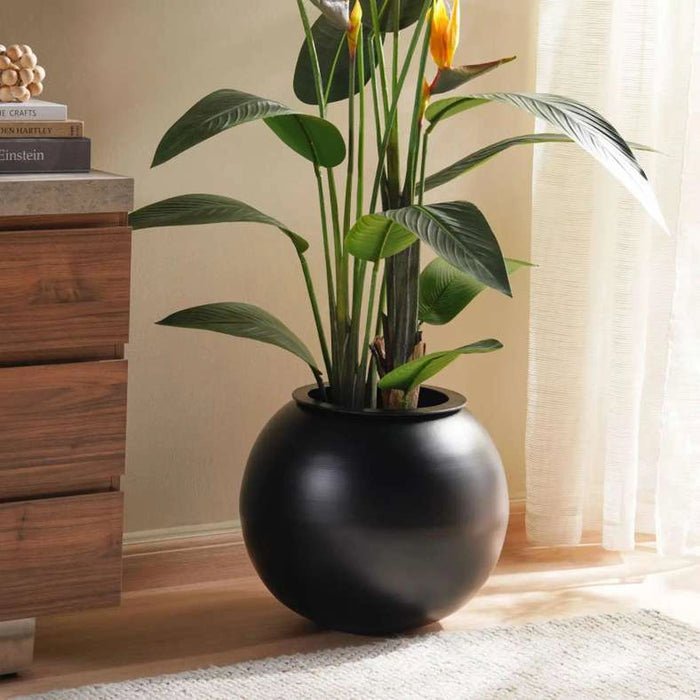Warren Metal Round Planter 44X44X38Cm - Black