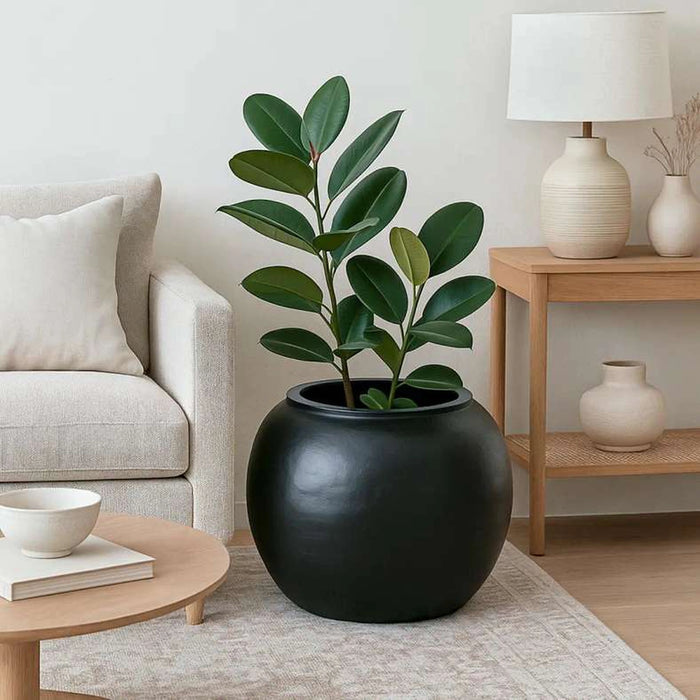 Warren Metal Round Planter 54X54X45Cm - Black