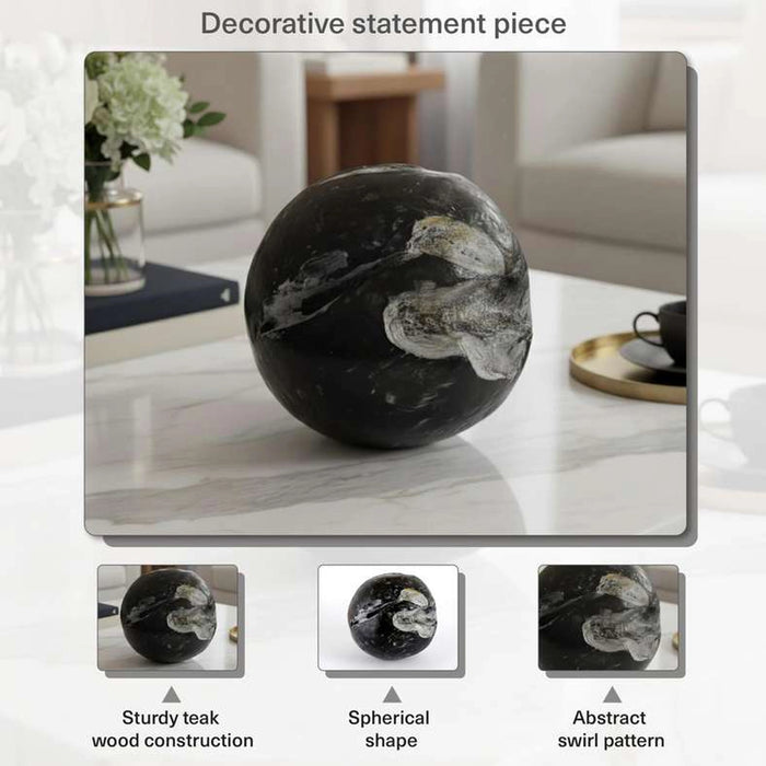 Warren Teak Wood Decor Ball 30X30X30Cm - Black
