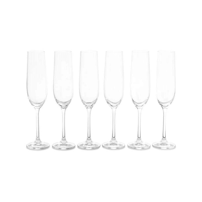 Waterfall 6-Piece Flute Crystal Glass Set 190Ml -Clear Pan Home
