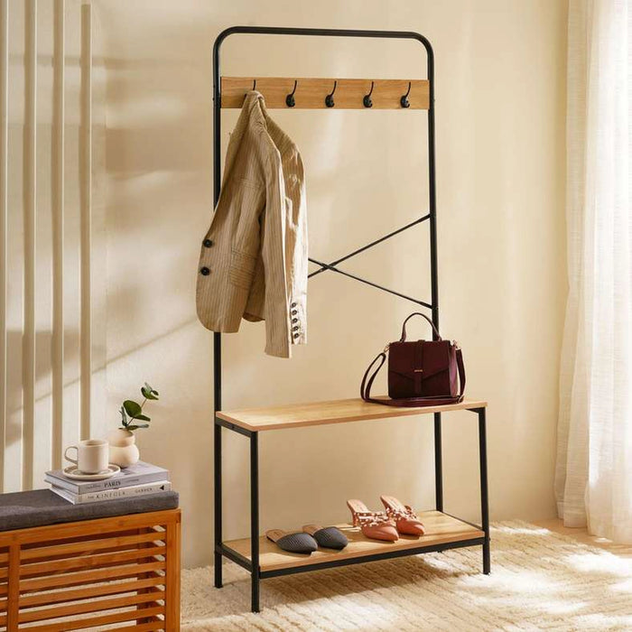 Watson Coat Hanger And Shoe Rack With 2-Shelves 80X30X170Cm - Natural
