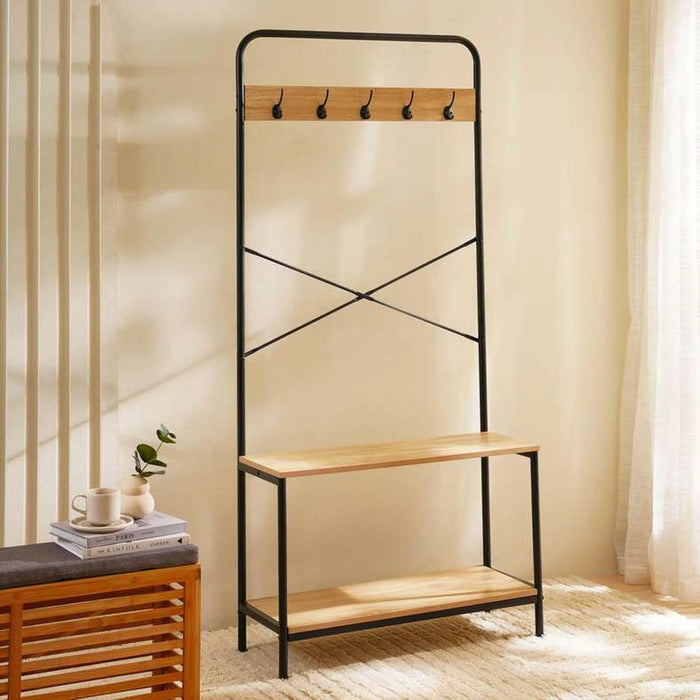 Watson Coat Hanger And Shoe Rack With 2-Shelves 80X30X170Cm - Natural
