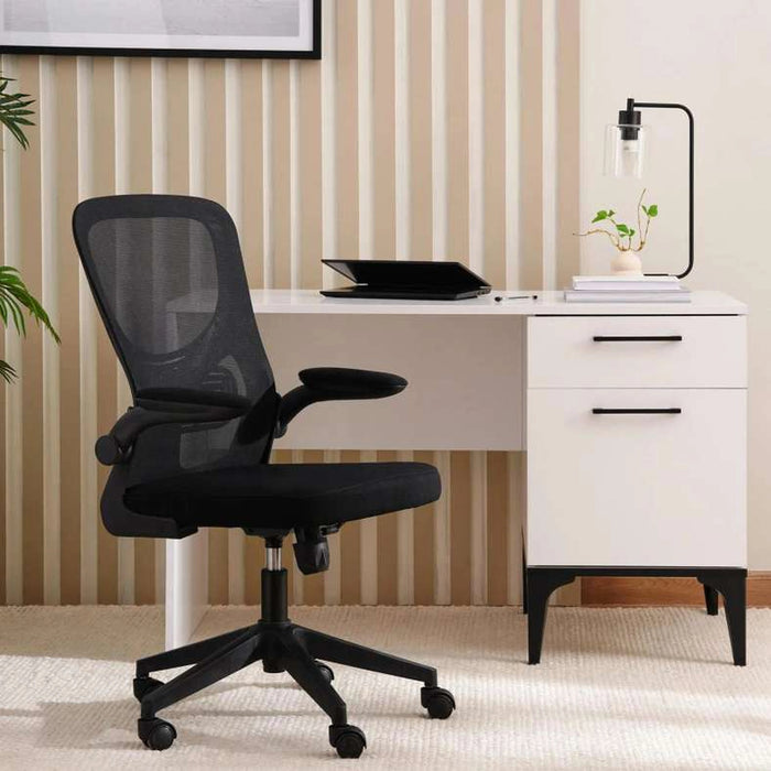 Watts Office Medium Back Chair Mesh & Fabric - Black